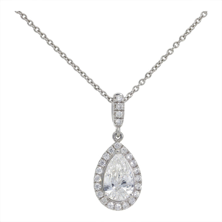 Skye Pear Diamond 1.10ct 18ct White Gold Pendant - Michael Jones Jeweller
