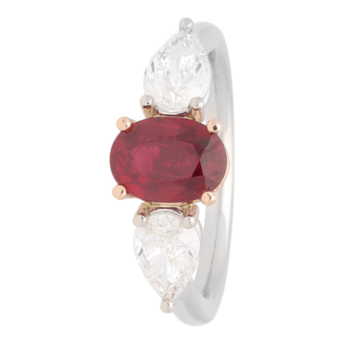 Ruby and Diamond Platinum and 18ct Rose Gold Florentine Ring - Michael Jones Jeweller