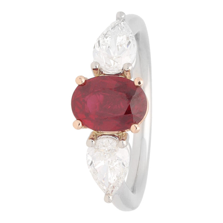 Ruby and Diamond Platinum and 18ct Rose Gold Florentine Ring - Michael Jones Jeweller