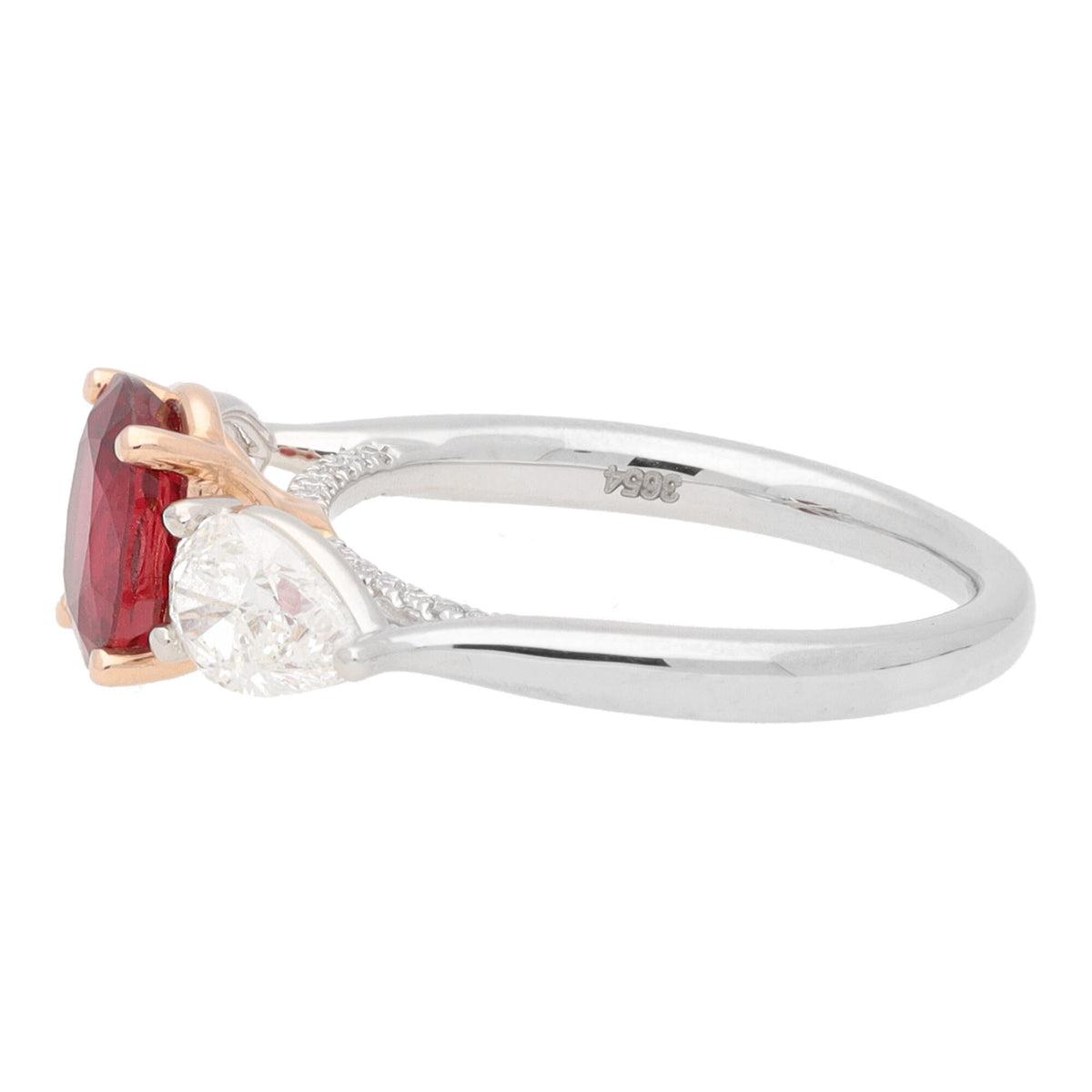 Ruby and Diamond Platinum and 18ct Rose Gold Florentine Ring - Michael Jones Jeweller