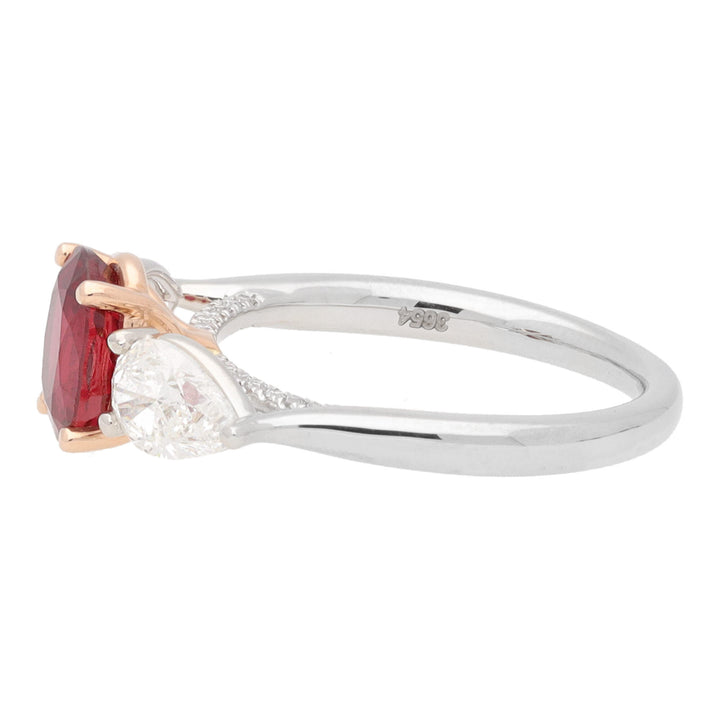 Ruby and Diamond Platinum and 18ct Rose Gold Florentine Ring - Michael Jones Jeweller