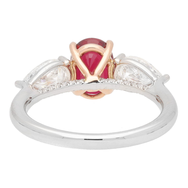Ruby and Diamond Platinum and 18ct Rose Gold Florentine Ring - Michael Jones Jeweller