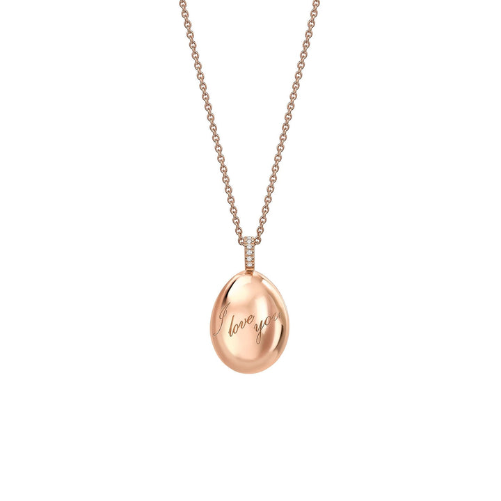 Fabergé Essence 18ct Rose Gold I Love You Egg Pendant