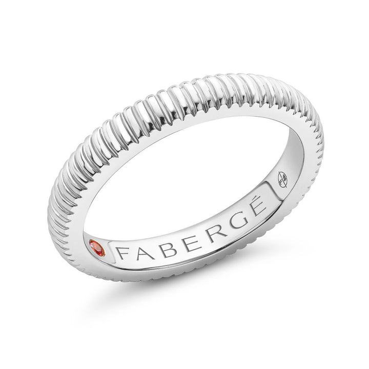 Fabergé Colours of Love 18ct White Gold Ruby Set Fluted Ring - Michael Jones Jeweller