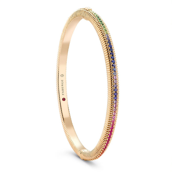 Fabergé Colours of Love Rose Gold Rainbow Multicoloured Gemstone Fluted Bracelet