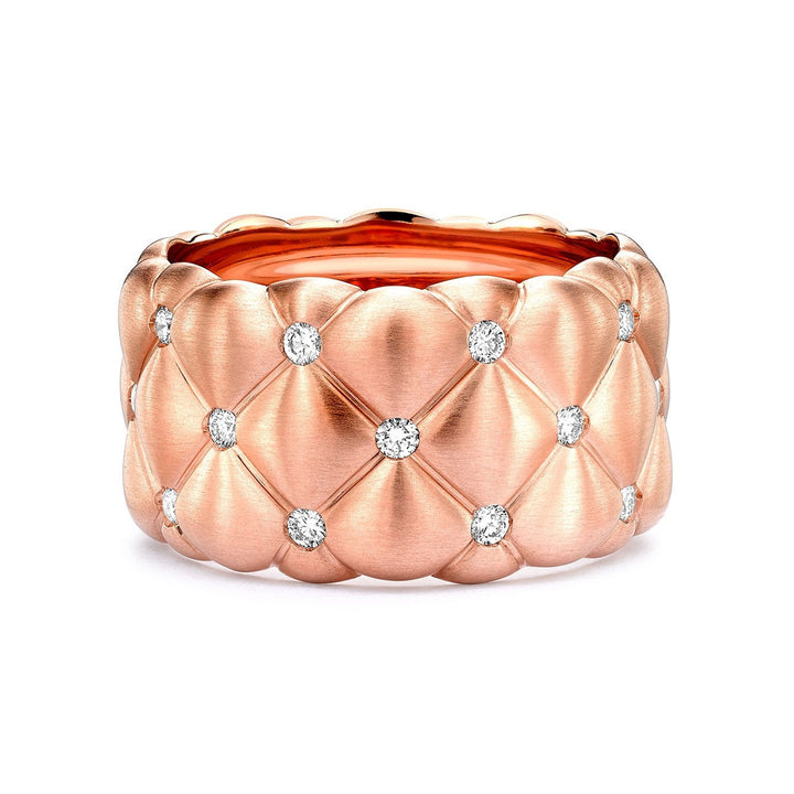 Fabergé Treillage Brushed Rose Gold & Diamond Set Grand Ring