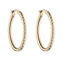 Textured 9ct Yellow Gold 25mm Hoop Earrings - Michael Jones Jeweller