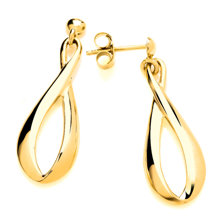Figure of Eight 9ct Yellow Gold Drop Earrings