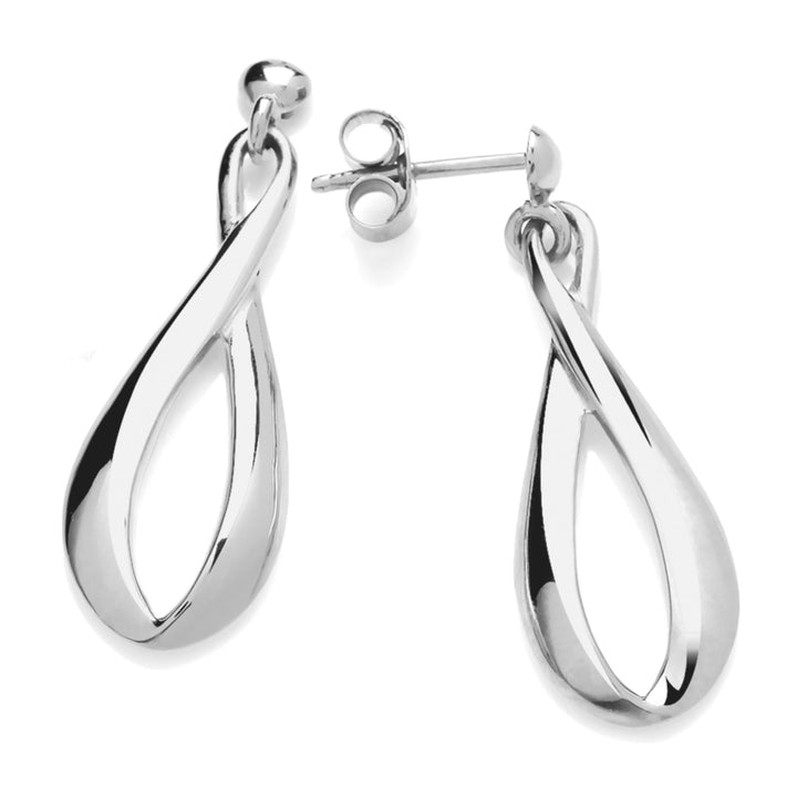 Figure of Eight 9ct White Gold Drop Earrings