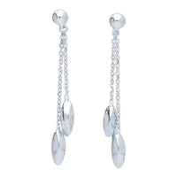 Double Marquise Bead 9ct White Gold Drop Earrings - Michael Jones Jeweller