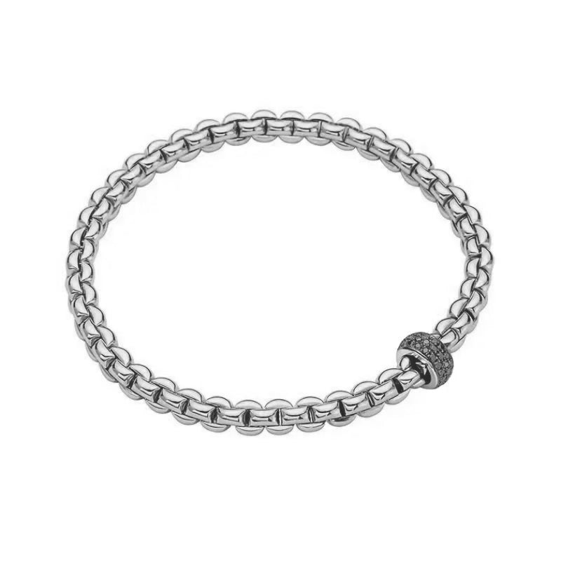 FOPE Flex'it Eka 18ct White Gold 0.41ct Black Diamond Set Bracelet Large - Michael Jones Jeweller