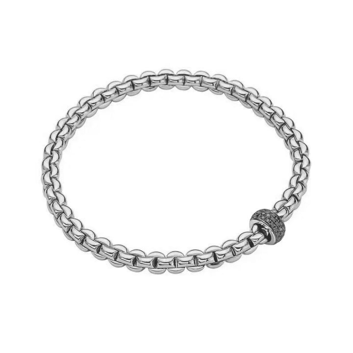 FOPE Flex'it Eka 18ct White Gold 0.41ct Black Diamond Set Bracelet Large