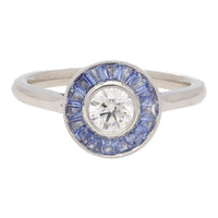 Sapphire and Diamond 0.40ct Platinum Halo Ring - Michael Jones Jeweller