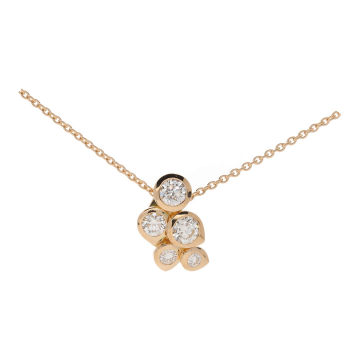 Diamond Teardrop Cluster 0.66ct Asymetric 18ct Rose Gold Pendant - Michael Jones Jeweller