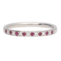 Ruby and Diamond 18ct White Gold Half Eternity Ring - Michael Jones Jeweller