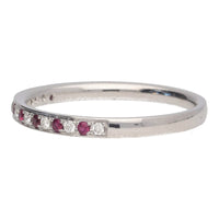 Ruby and Diamond 18ct White Gold Half Eternity Ring - Michael Jones Jeweller