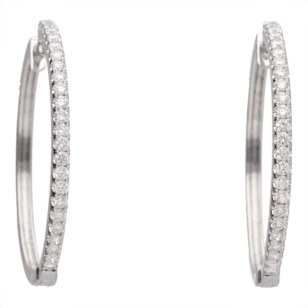 Diamond 25mm 18ct White Gold Hoop Earrings - Michael Jones Jeweller