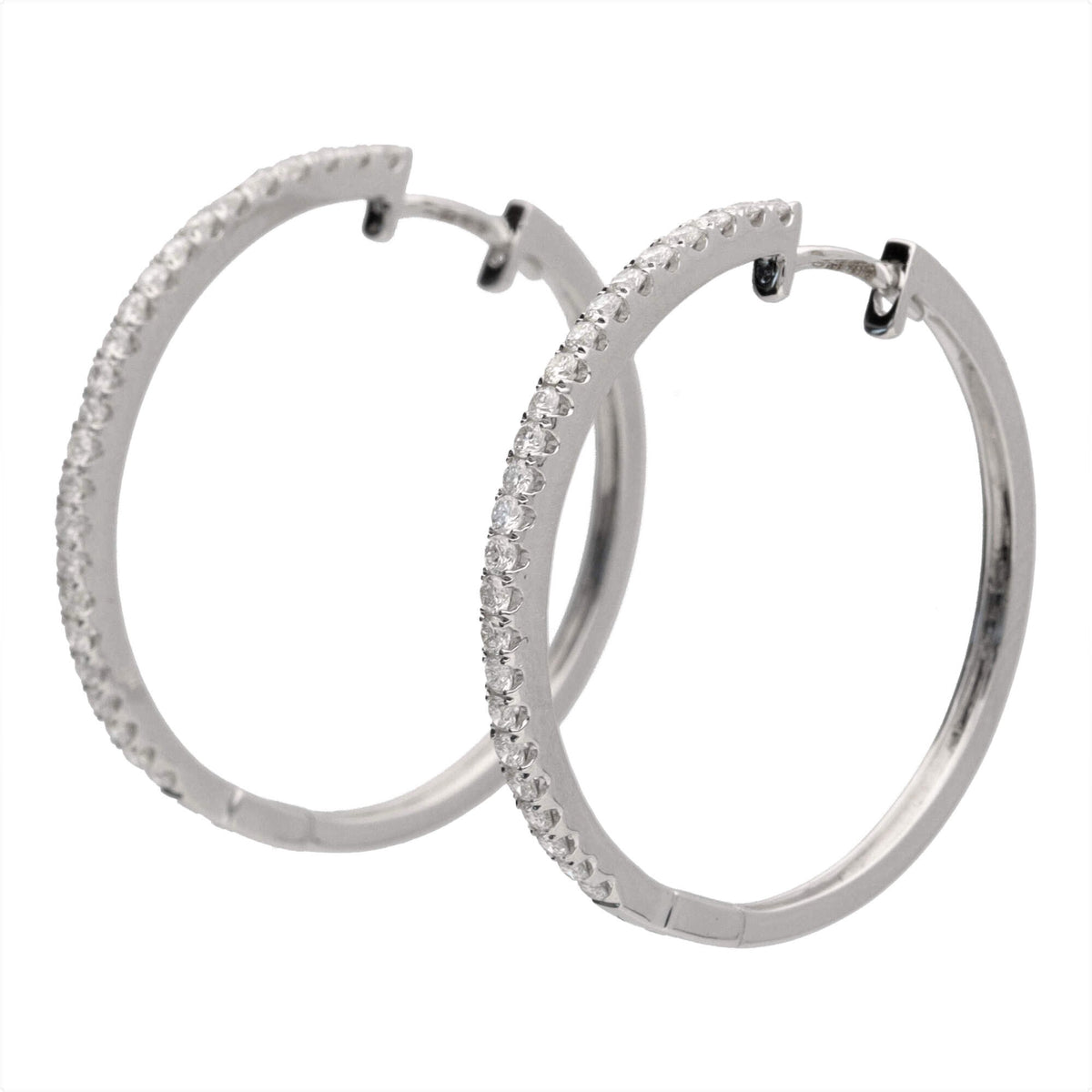 Diamond 25mm 18ct White Gold Hoop Earrings - Michael Jones Jeweller