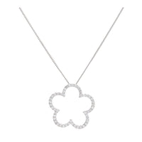 Diamond Open Flower 18ct White Gold Pendant