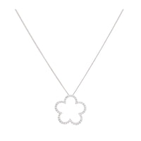 Diamond Open Flower 18ct White Gold Pendant