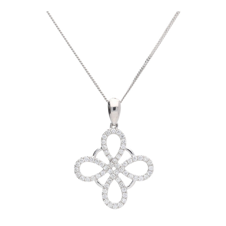 Diamond Entwined Petals 18ct White Gold Pendant - Michael Jones Jeweller