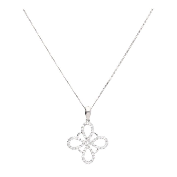 Diamond Entwined Petals 18ct White Gold Pendant - Michael Jones Jeweller