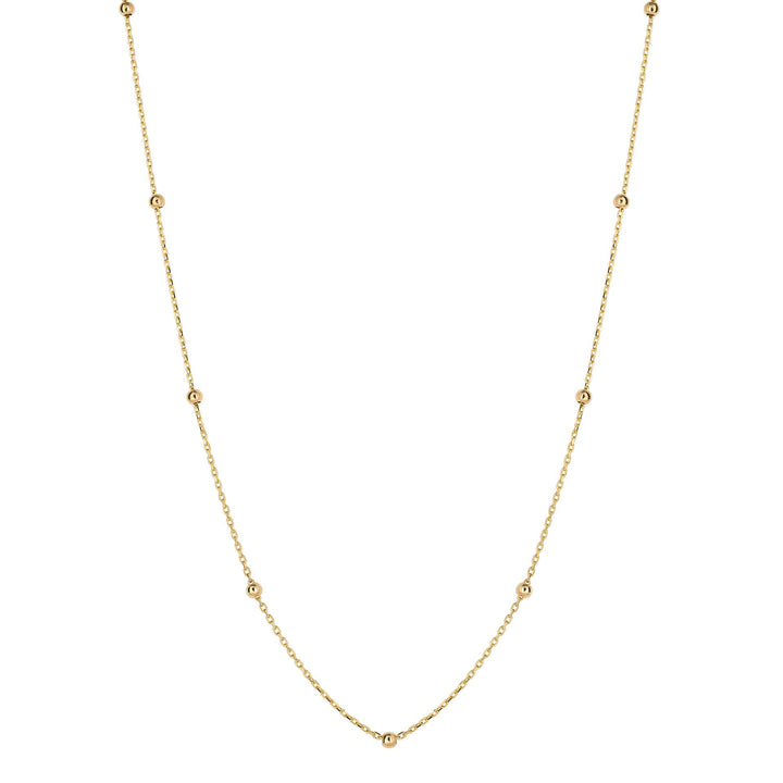 Station Bead 9ct Yellow Gold Fine Link Necklace - Michael Jones Jeweller