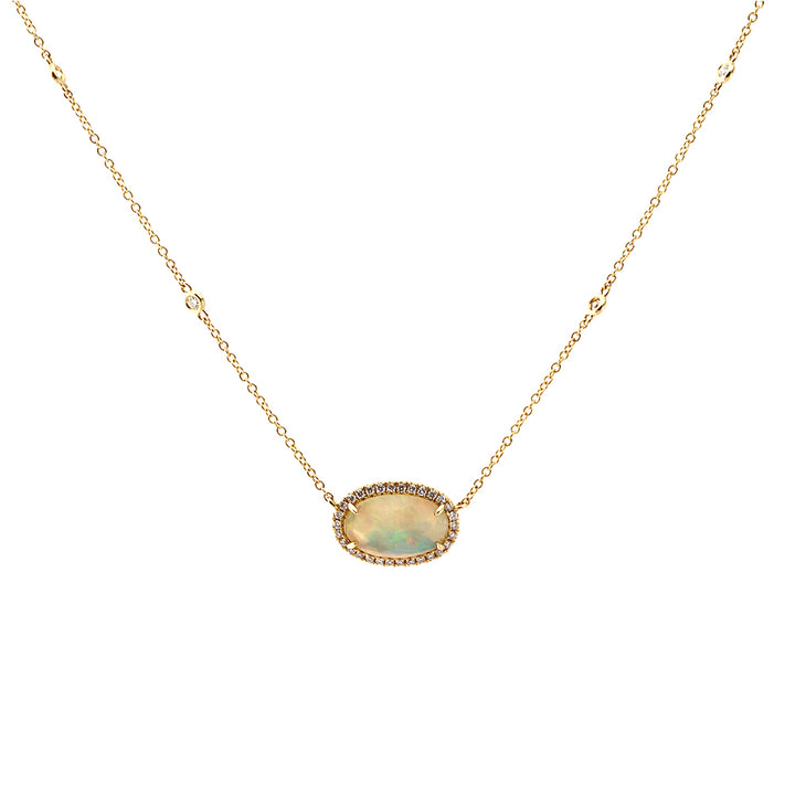 Faceted Opal and Diamond Cluster Necklace - Michael Jones Jeweller