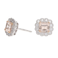 Morganite and Diamond 18ct White Gold Cluster Earrings