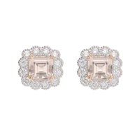 Morganite and Diamond 18ct White Gold Cluster Earrings