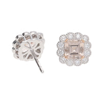 Morganite and Diamond 18ct White Gold Cluster Earrings