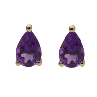 Amethyst Pear 9ct Yellow Gold Stud Earrings