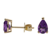 Amethyst Pear 9ct Yellow Gold Stud Earrings