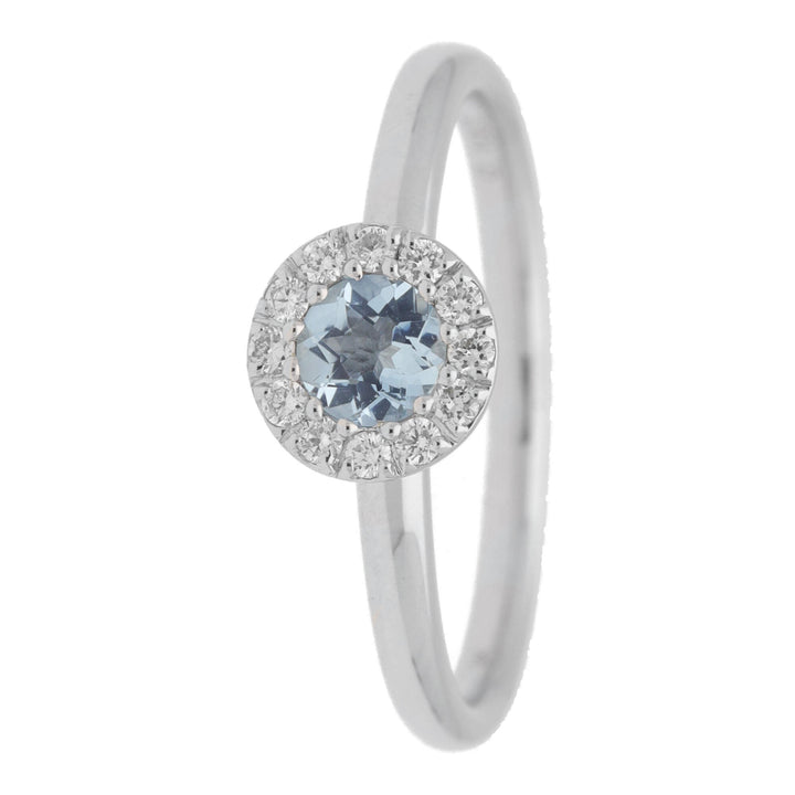 Aquarmarine and Diamond Petite 9ct Gold Cluster Ring - Michael Jones Jeweller