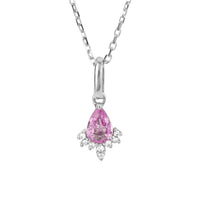 Pink Sapphire and Diamond 9ct White Gold Teardrop Pendant