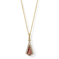 9ct Yellow Gold Kite Shaped Garnet And Diamond Pendant - Michael Jones Jeweller
