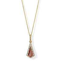 9ct Yellow Gold Kite Shape Garnet And Diamond Pendant