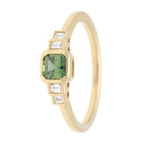 Green Sapphire and Diamond 18ct Yellow Gold Five Stone Ring - Michael Jones Jeweller