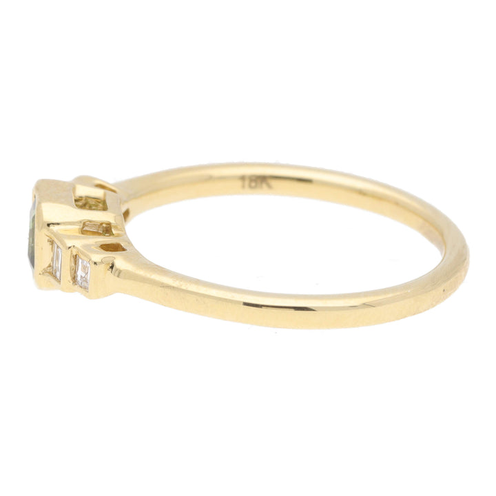 Green Sapphire and Diamond 18ct Yellow Gold Five Stone Ring - Michael Jones Jeweller