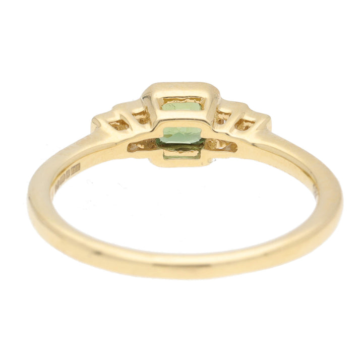 Green Sapphire and Diamond 18ct Yellow Gold Five Stone Ring - Michael Jones Jeweller