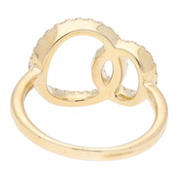 Diamond Interlocking Open Circle 9ct Yellow Gold Ring