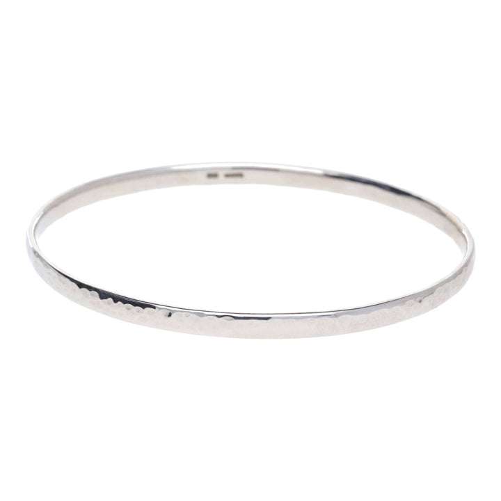 Hammered Finish 9ct White Gold Bangle - Michael Jones Jeweller