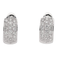 Small Pave Diamond 18ct White Gold Huggy Hoop Earrings - Michael Jones Jeweller