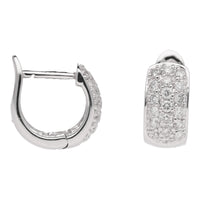 Small Pave Diamond 18ct White Gold Huggy Hoop Earrings - Michael Jones Jeweller