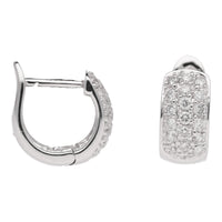Small Pave Diamond 18ct White Gold Huggy Hoop Earrings