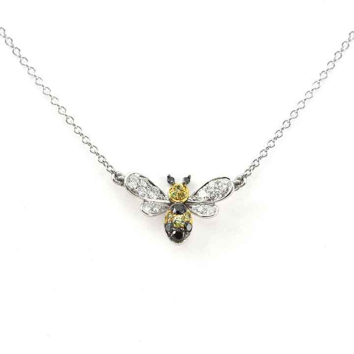 Diamond Set 18ct White Gold Bee Pendant - Michael Jones Jeweller