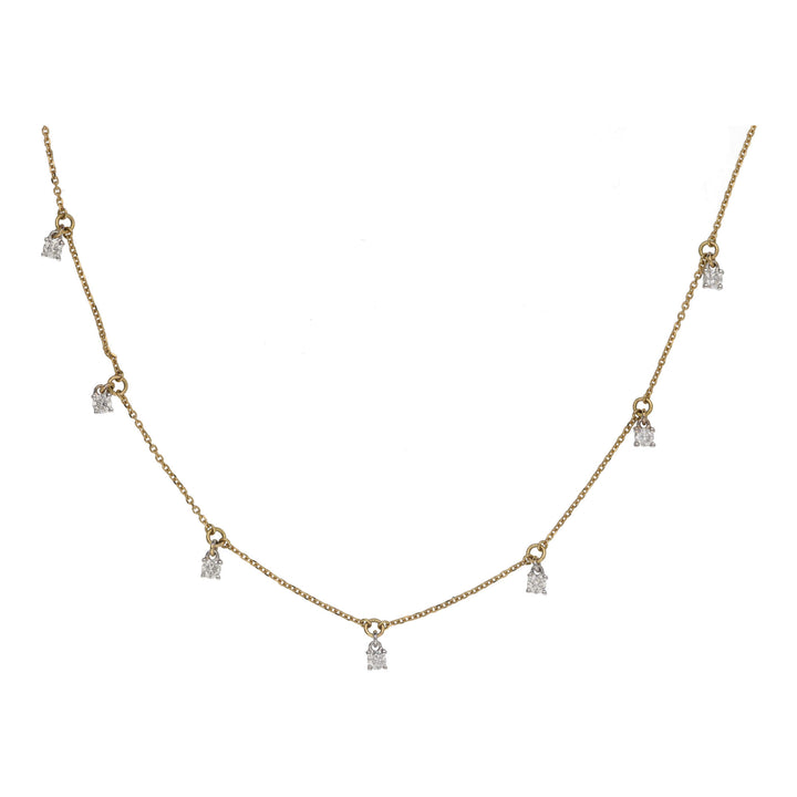 Diamond Station Drop 18ct Yellow Gold Necklace - Michael Jones Jeweller