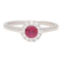 Ruby and Diamond 18ct White Gold Round Cluster Ring - Michael Jones Jeweller