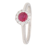 Ruby and Diamond 18ct White Gold Round Cluster Ring - Michael Jones Jeweller
