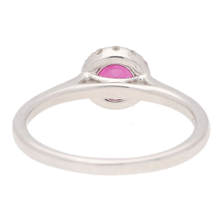 Ruby and Diamond 18ct White Gold Round Cluster Ring - Michael Jones Jeweller